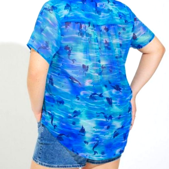 ❤️NWT VINTAGE TORRID TOP - DISNEY PRINCESS ARIEL LITTLE MERMAID CHIFFON BLOUSE - Picture 3 of 10